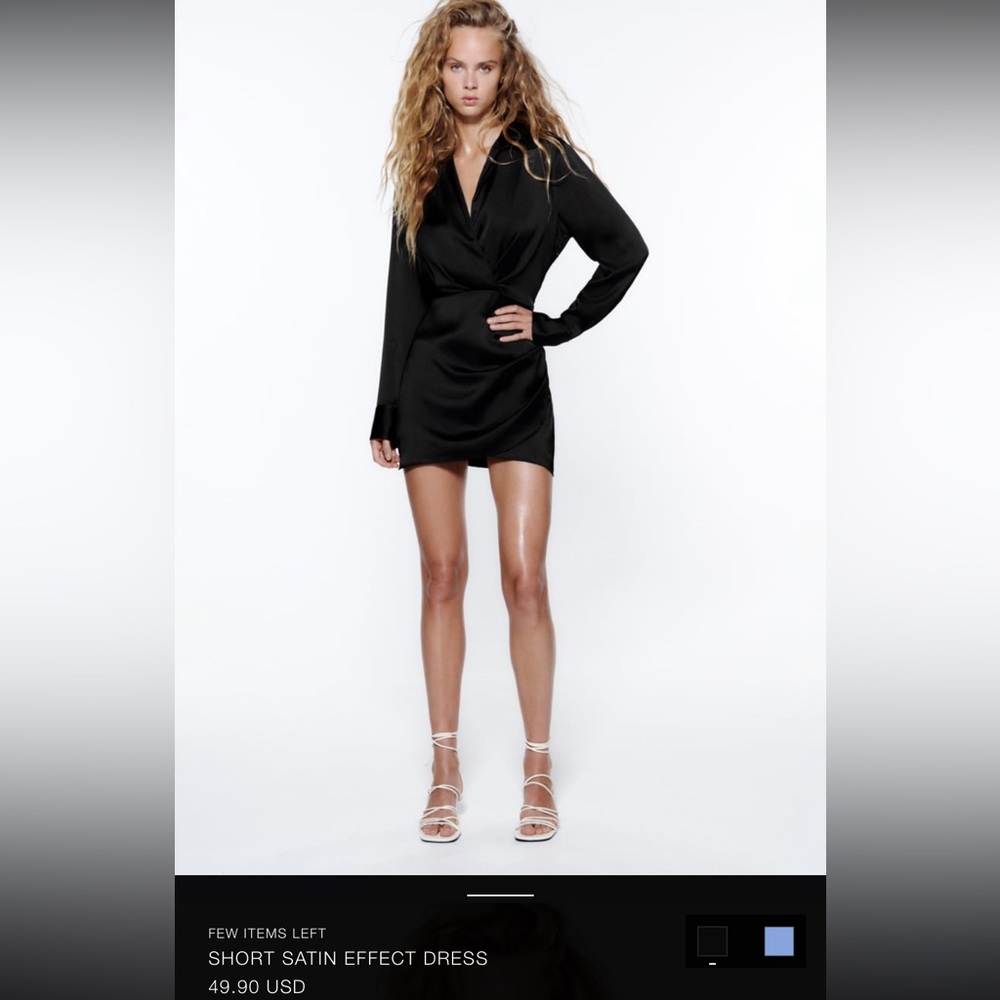 Zara Short Satin Black Dress